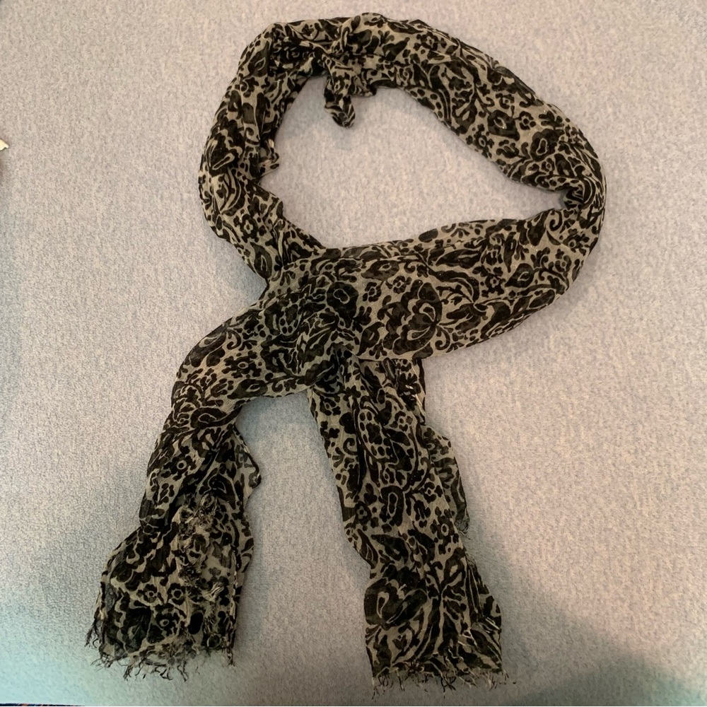 Elegant Black Floral Scarf